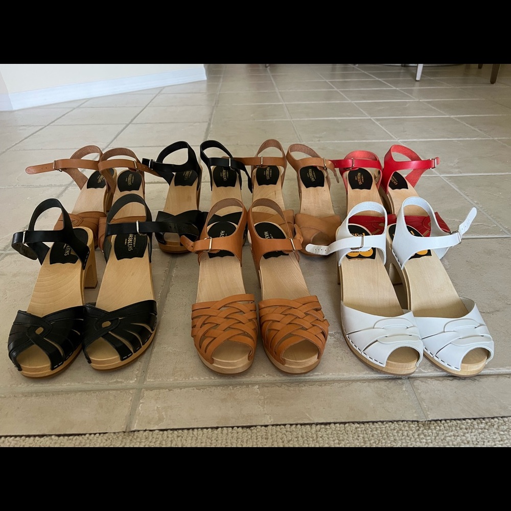 Lot of seven pairs of Swedish hasbeens shoes. All size 37. Never worn